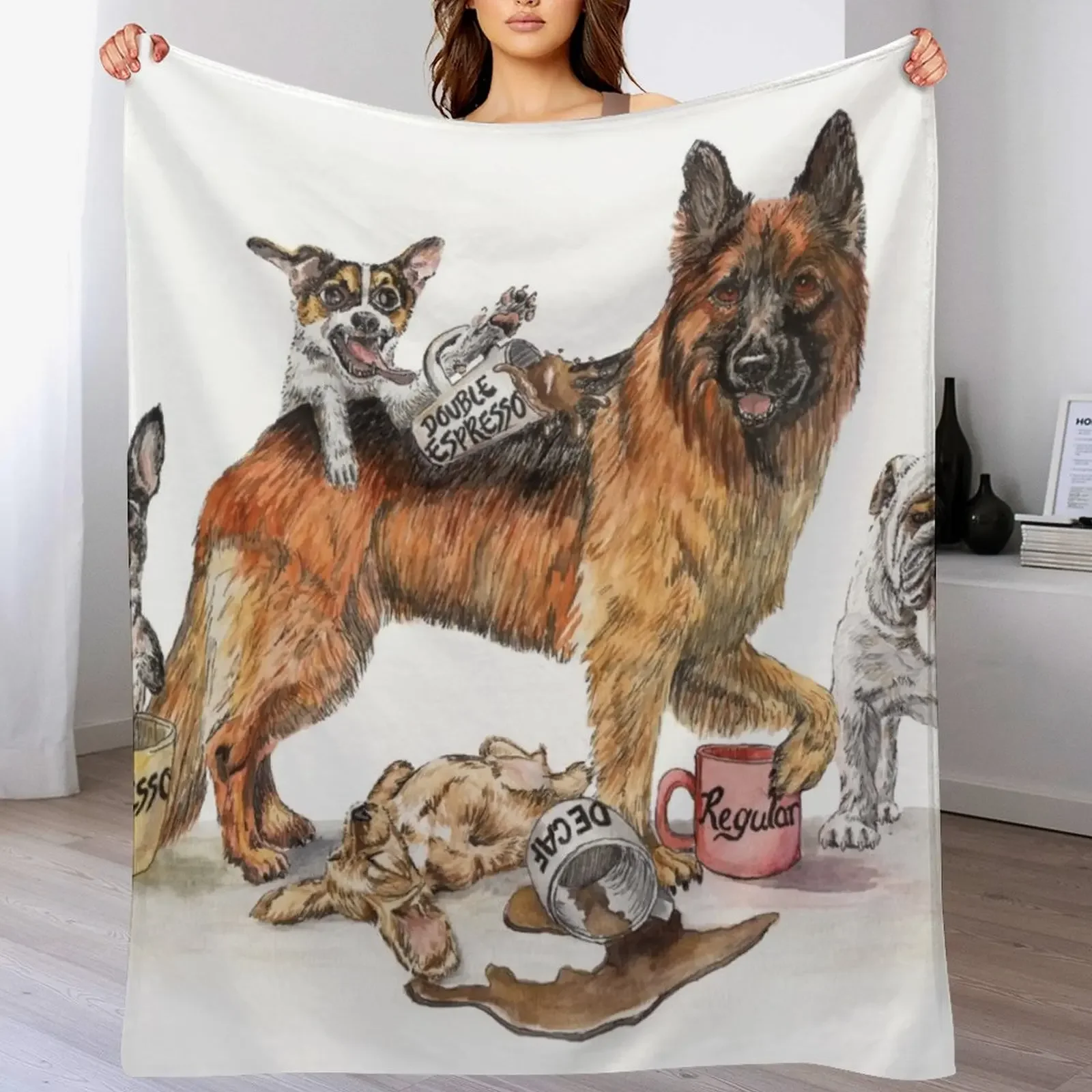 

Coffee Dogs Throw Blanket Summer Beddings Stuffeds Single sofa bed Blankets