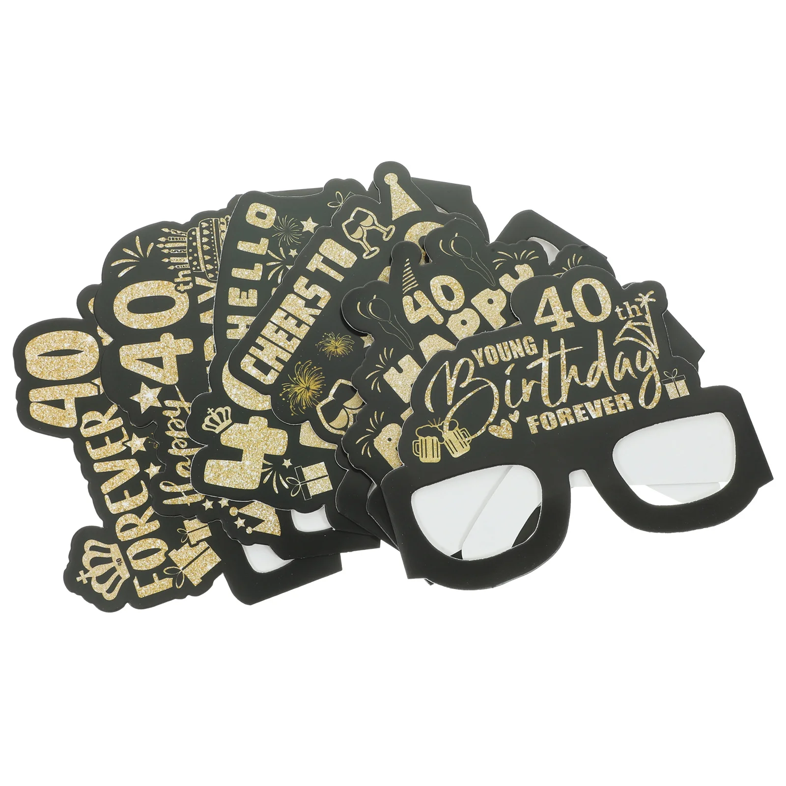 

12Pcs Funny Paper Eyeglasses Birthday Party Favors Photo Booth Props Festive Glasses for 40Th 50Th Celebration Decorations