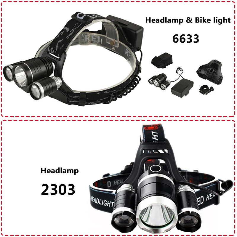Bicycle Light Led Head Flashlight Lamp Headlamp for Riding Usb Chargeable 18650 Battery Power Ban Function Waterproof Headlight