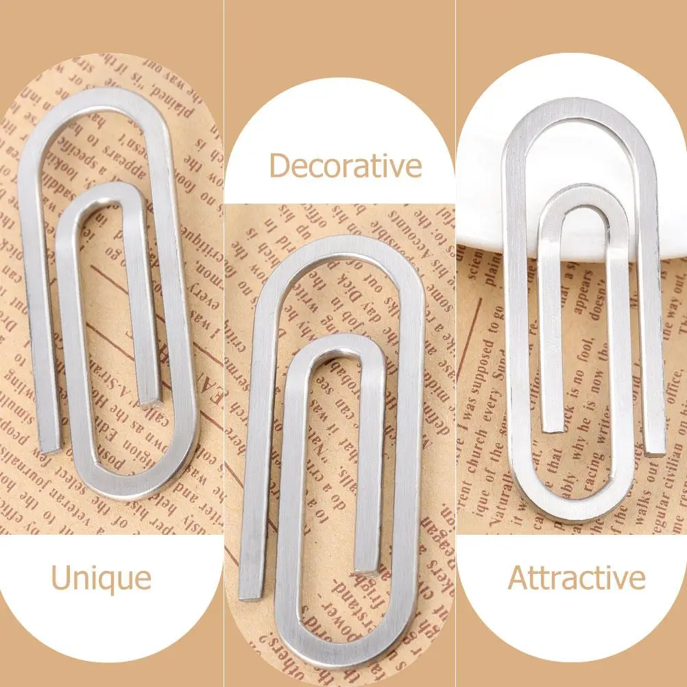 คลิปหนีบกระดาษสแตนเลสขนาดใหญ่คลิปหนีบกระดาษ2ชิ้นสำหรับสำนักงานโรงเรียนเอกสารกระดาษการจัดระเบียบเงินสด
