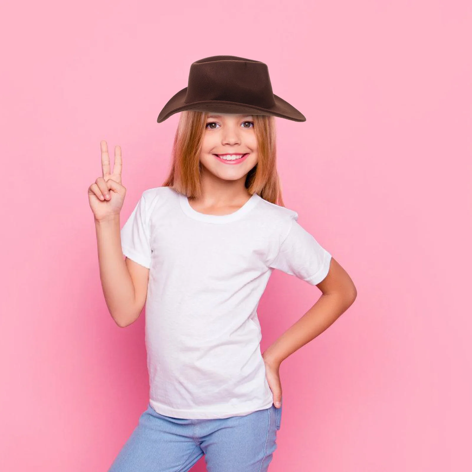 

Cowboy Hat Toddler Coffee Western Party Costume Breathable Sun Protection Wide Brim Boys Girls Party