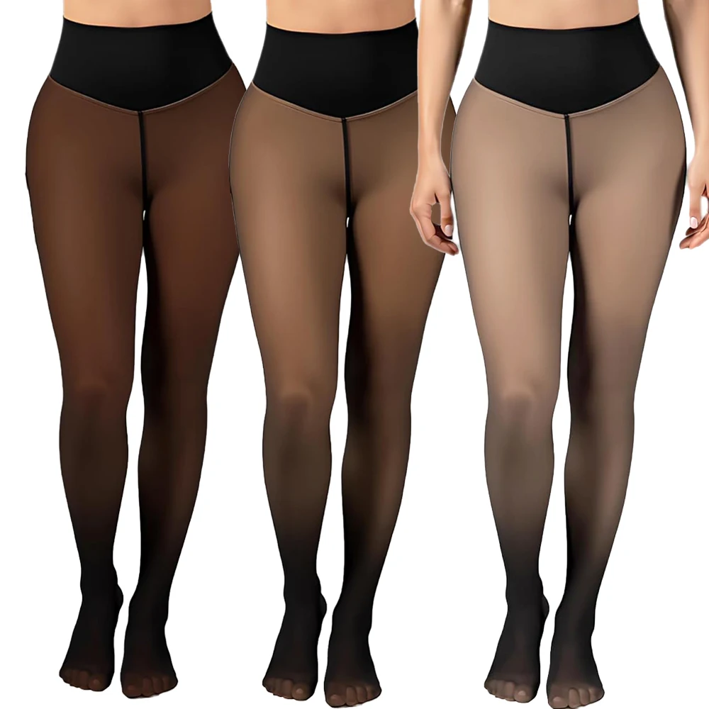 High Waist Fleece Lined Tights Fake Sheer Thermal Leggings Tummy Control Pantyhose Butt Lift Shaping Velvet Warm Stockings