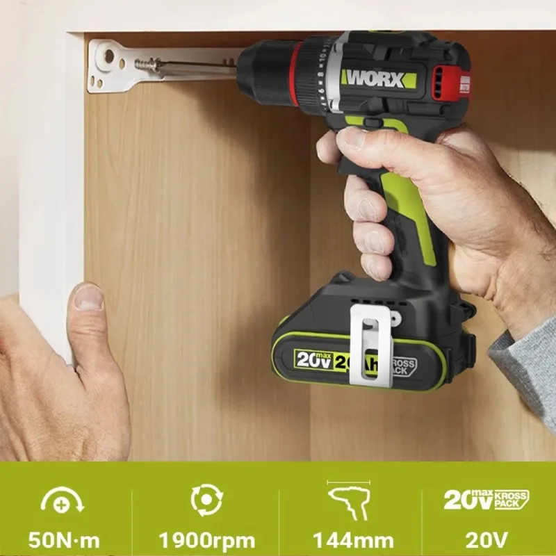 Worx WU173 Wireless Dual Speed Drill Rechargeable 20V Cordless Brushless Electric Screwdriver Hand Drill(No Battery and Charger)