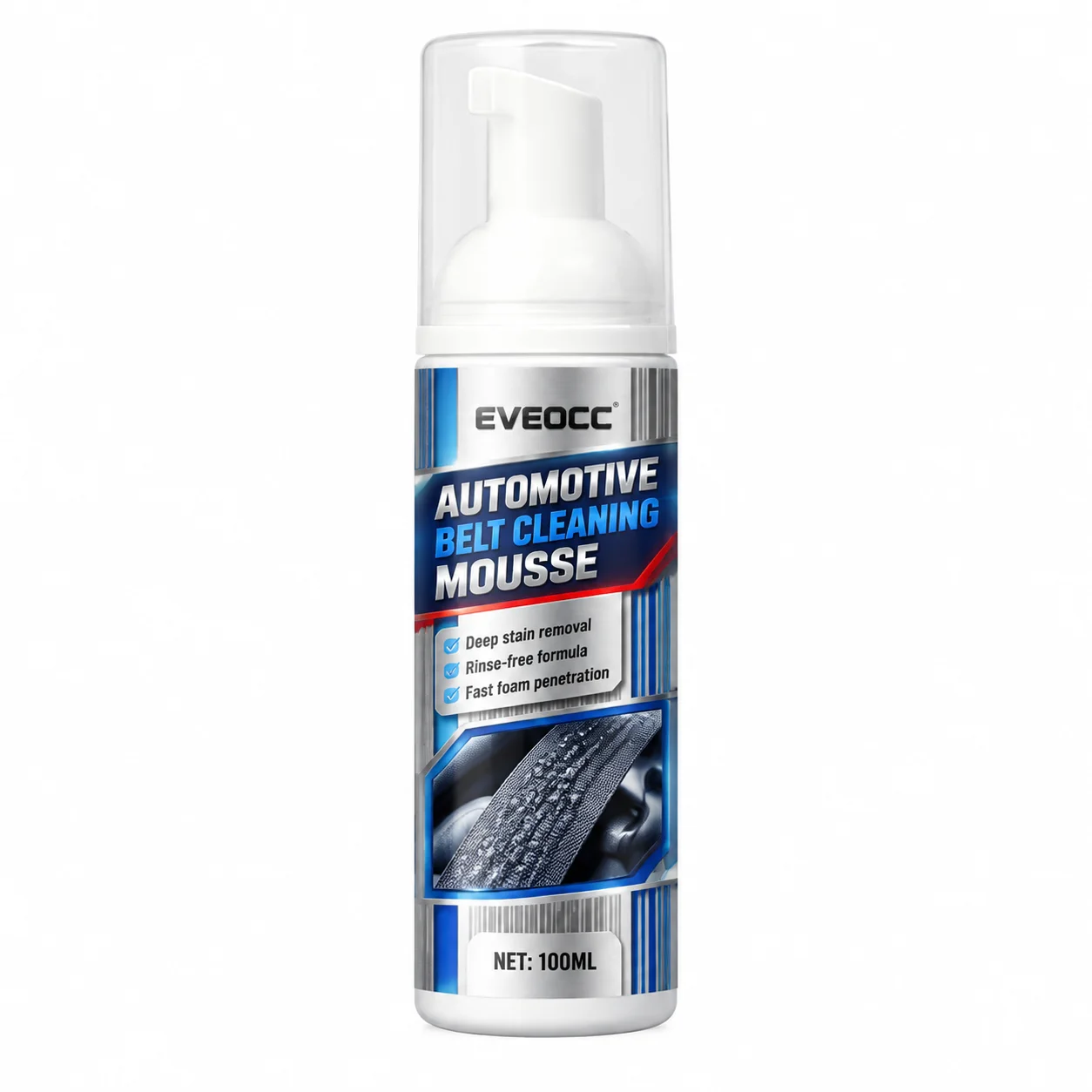 100ml Automotive Belt Cleaning Mousse Rinse-Free Formula Fast Penetration Car Seatbelt Cleaner