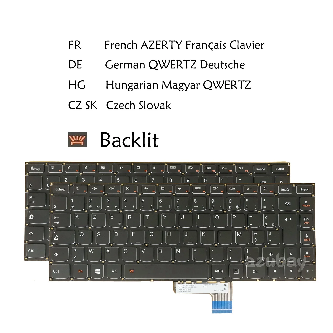 Backlit Laptop Keyboard For Lenovo Yoga 2 13, Yoga 3 14 / Yoga 3 14 1470, Yoga 700-14ISK German Hungarian Czech Slovak French