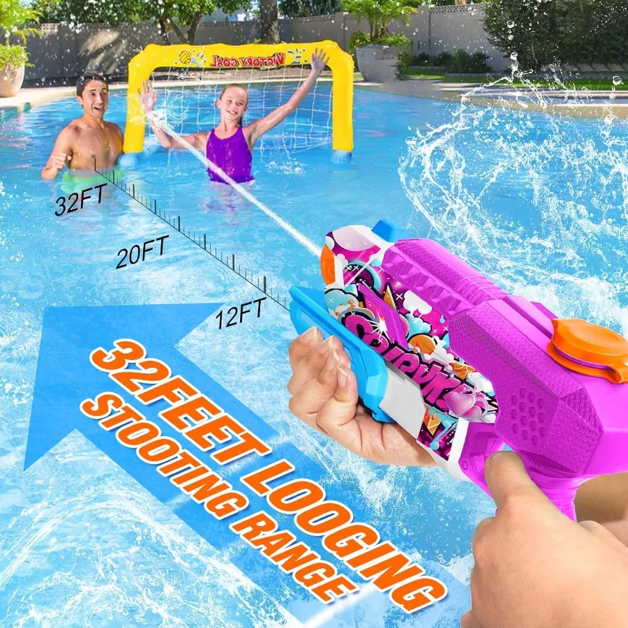 Pistola de água para adultos: 600CC 4 Pack Squirt Blasters Super Pistolas de água para adultos Pistola de água Brinquedos ao ar livre Alta capacidade Verão Soa
