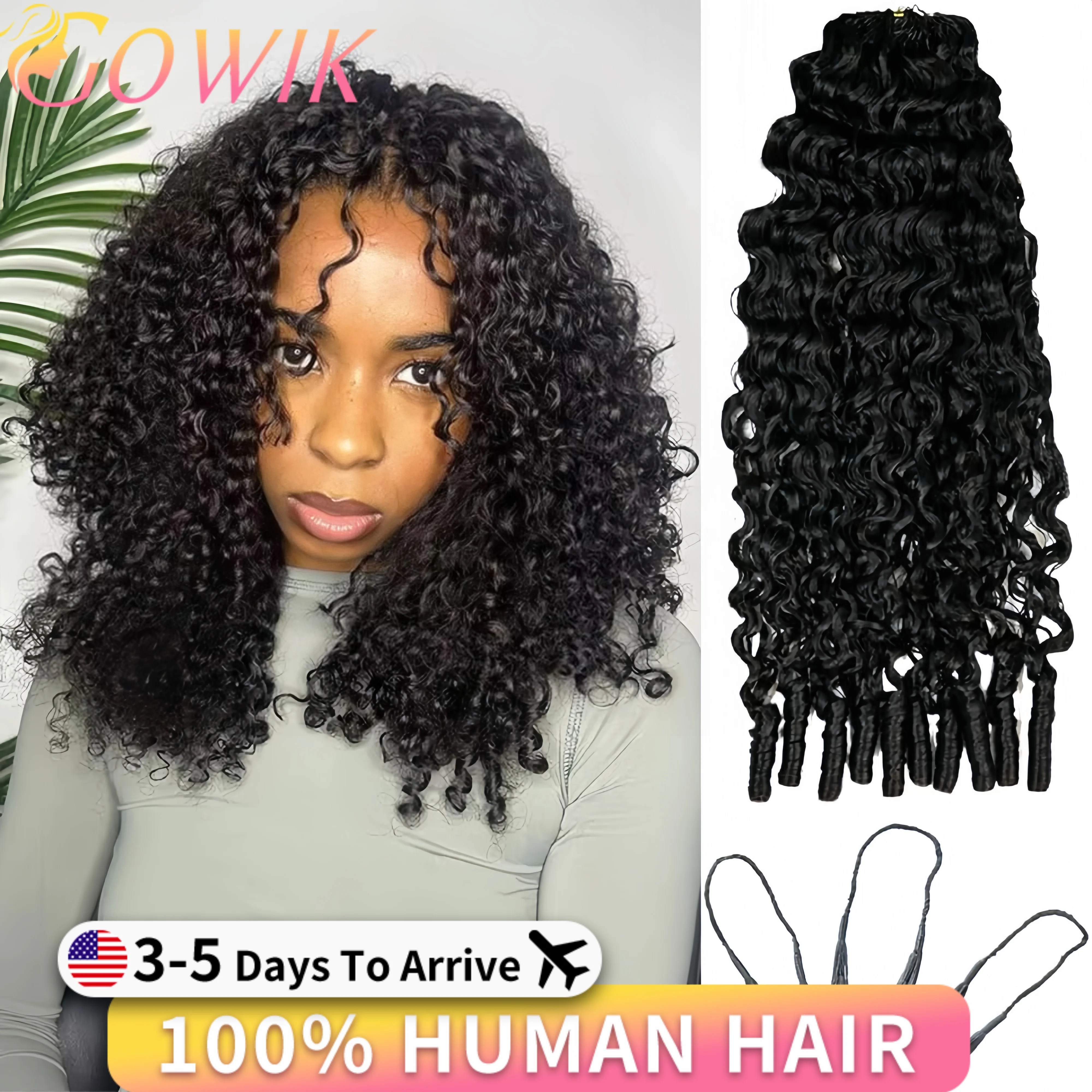 

Бирманские кудрявые косы крючком из натуральных волос, без узлов, с эффектом перьев, предварительно разделенные, легкие, многоразовые, бразильские, для наращивания волос