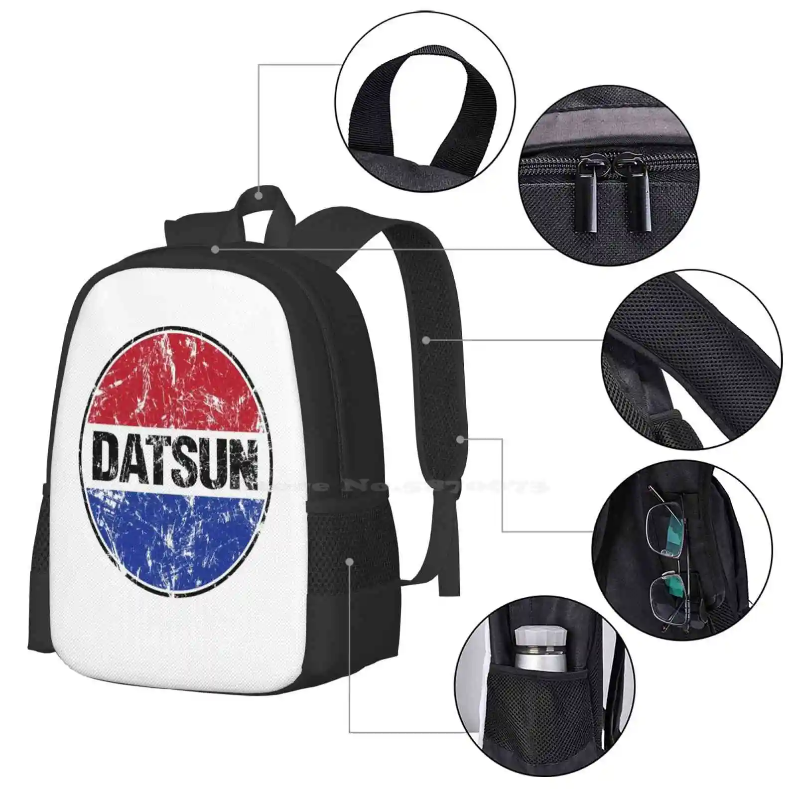 Datsun Logo School Bags Travel Laptop Backpack Datsun Car Motor Emblem 510 610 240Z Skyline