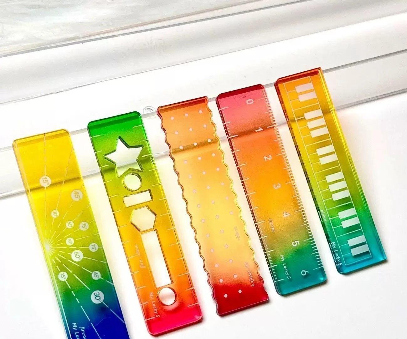 Colorful Cartoon Palm Ruler Mini Straight Ruler Student Journal Pocket Convenient Motorcycle Shell