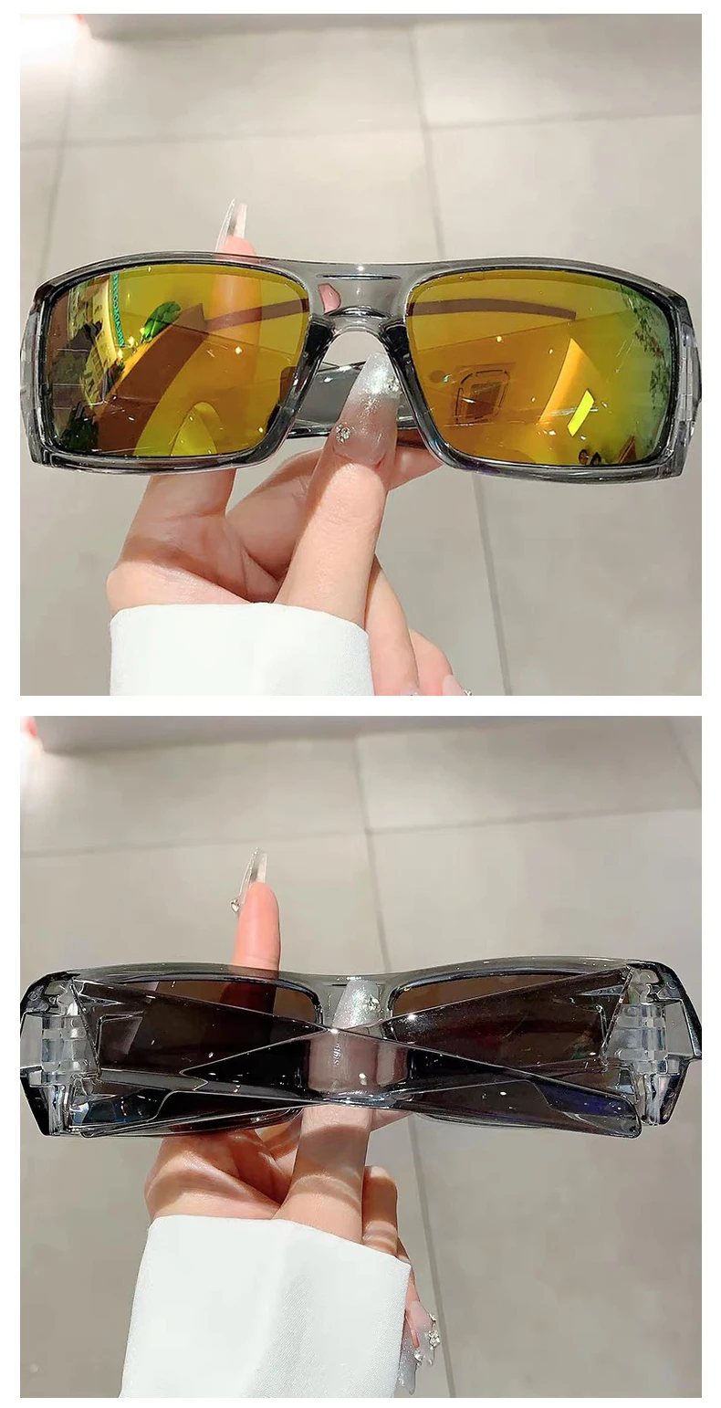 Outdoor Radfahren Winddichte Brille UV400 Schutz Sport Sonnenbrille Männer Frauen Trendy Retro Rechteckige Wrap Around Goggle – Detail 9