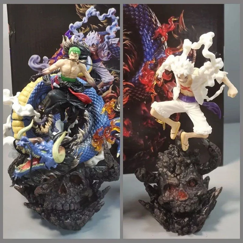 Anime One Piece Figure Nika Luffy Zoro Dragon Scene Statue PVC Model Doll Collectible Desktop Decoration Kids Gift - view 3