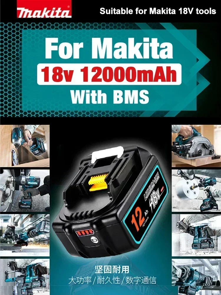 BL1860 for makita 18v 12Ah original battery bl1830 bl1860 bl1850B tool batteries compatible for Makita 18 Volt wireless grinder