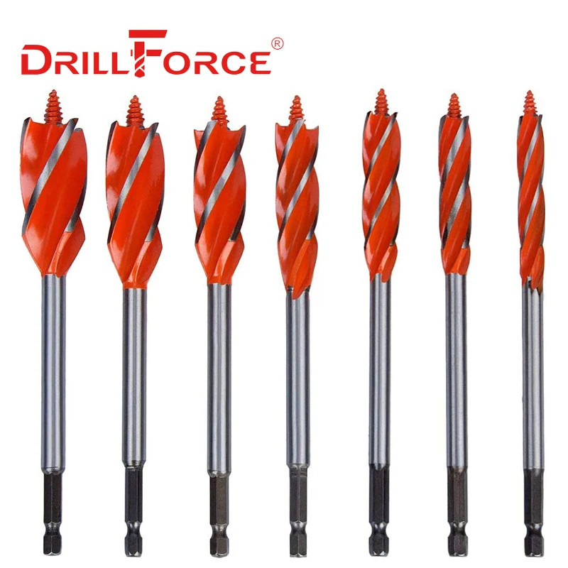 Drillforce Woodworking Auger Drill Bit Twist Boring Hole Cutter Tool 1/4