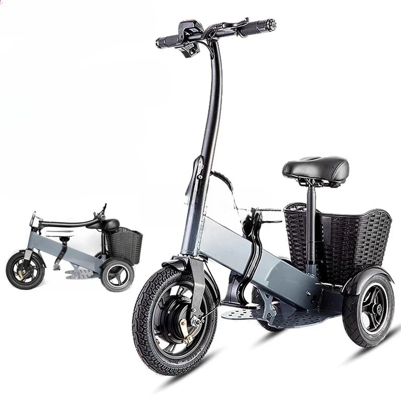 AAFolding Electric Car Three-wheeled Ultra-light Portable Small Mini Parent-child Scooter