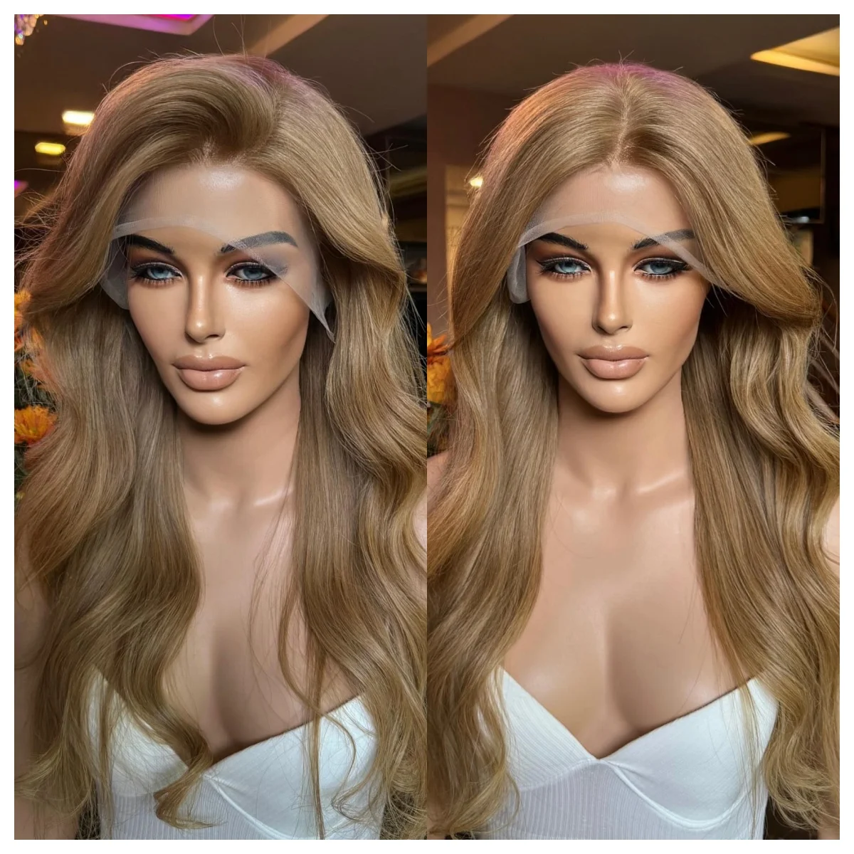 Jasny blond Część wolna Body Wave Peruka Syntetyczna koronka przodu Peruka Blond Brązowy Naturalny Wysokiej jakości żaroodporna peruka syntetyczna