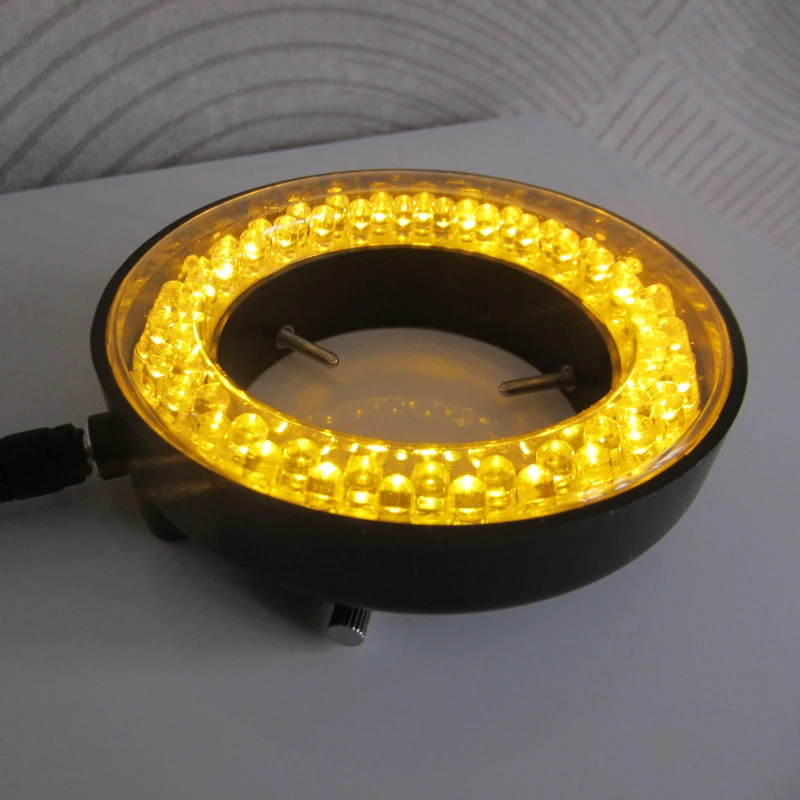 Luces de Color azul-60 piezas LED, lámpara de anillo iluminada de brillo ajustable con adaptador de 220V o 110V para microscopio ESTÉREO
