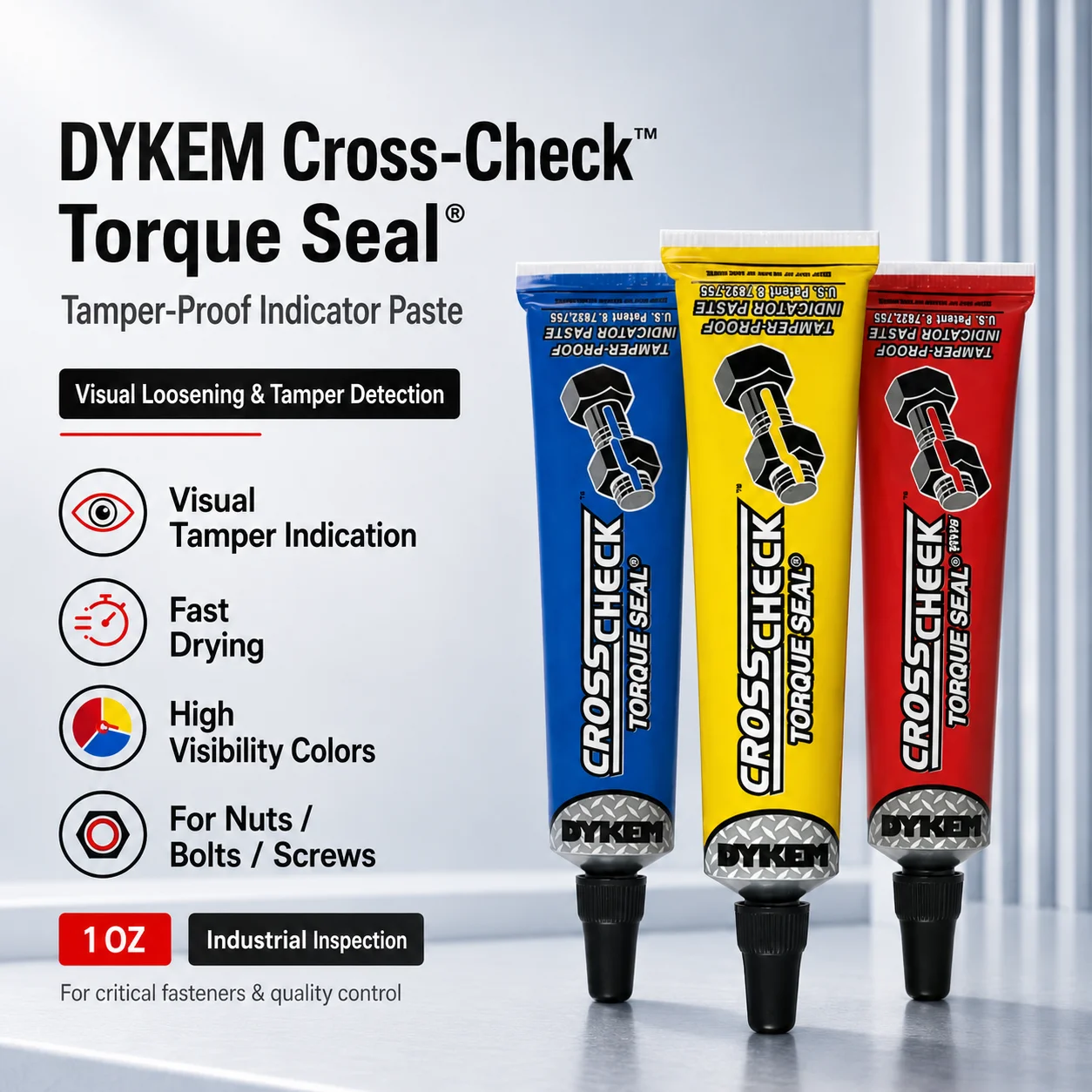 DYKEM Cross Check Tamper-Proof Indicator Paste Metal Marking Pen Green Red Yellow Blue White Original Product