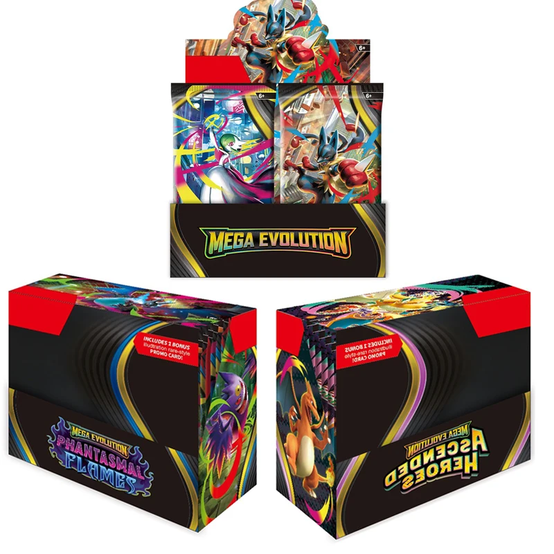 Neues Englisches 360 Pokémon Sammelkartenspiel MEGA Evolution Phantasmal Flames Sammelkarten Pokémon Kampfkarten Geschenk für Fans