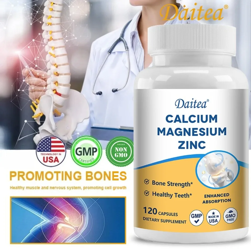 Calcium Magnesium Zinc Complex Bone Strength Healthy Teeth Supplement Muscle Nerve Support Sleep Support Enhanced Absorption