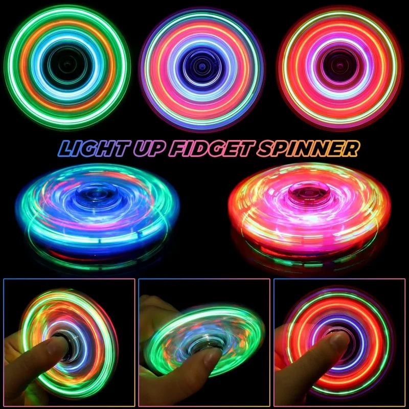 LED Fidget Spinners pour enfants et adultes, jouets sensoriels qui brillent dans la nuit, jouets pour autistes tdah, prix en classe, cadeaux de fête