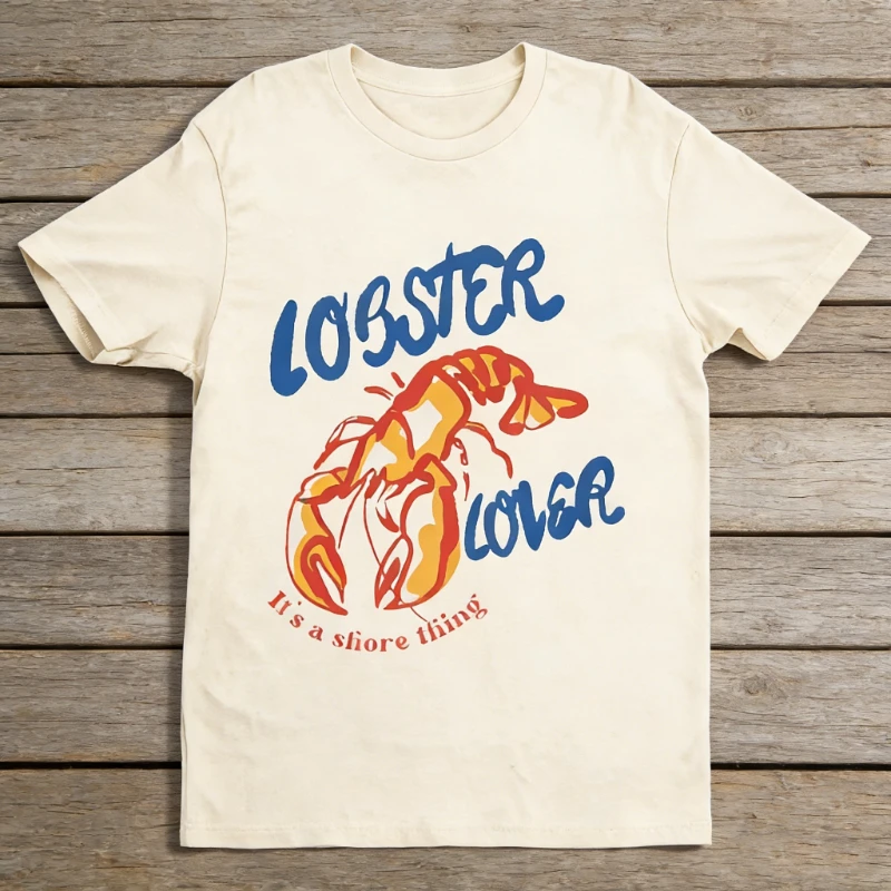 Camicia Lobster La Dolce Vita Maglietta estetica pescatore Aragosta costiera Oceano Camicie in cotone da donna T-shirt a maniche corte regolari