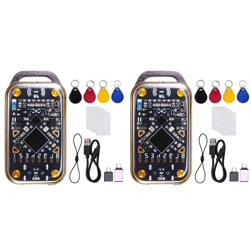ABJF-2X RFID Smart Chip Reader Chameleon Ultra Smart Card Emulator Duplicator ID IC Card Decode+8XCUID Keychain/Card