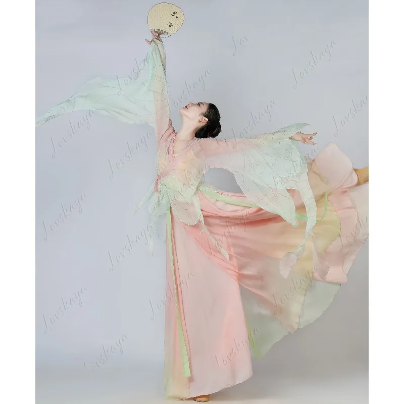 

Классические танцевальные костюмы, бабочка, постепенное изменение, элегантная марлевая одежда для тела, рифма, китайская танцевальная тренировочная одежда