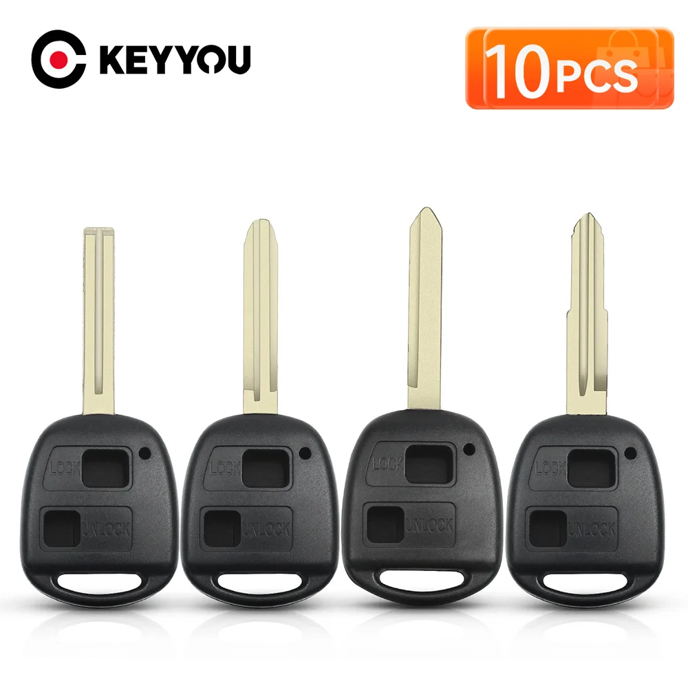 

KEYYOU 10Pcs Remote Car Key Shell For Toyota Corolla Camry RAV4 Yaris Carina Avensis Land Cruiser 2/3 Buttons Case Fob Cover