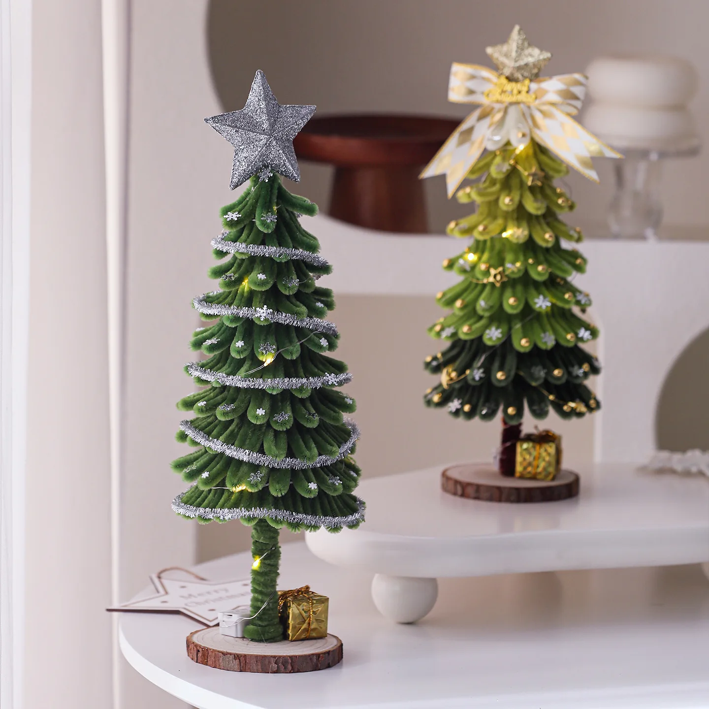 Christmas Tree Ornament Handmade Wool Twisting Rod Christmas Tree Desktop Ornaments Children's Gift Home Christmas Decoration