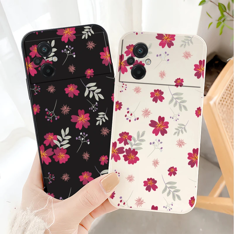 حافظة لهاتف شاومي بوكو X7 X6 X5 X4 GT X3 NFC M7 M5 M4 M3 F7 Ultra F6 Pro F5 F4 غطاء سيليكون بنمط الزهور
