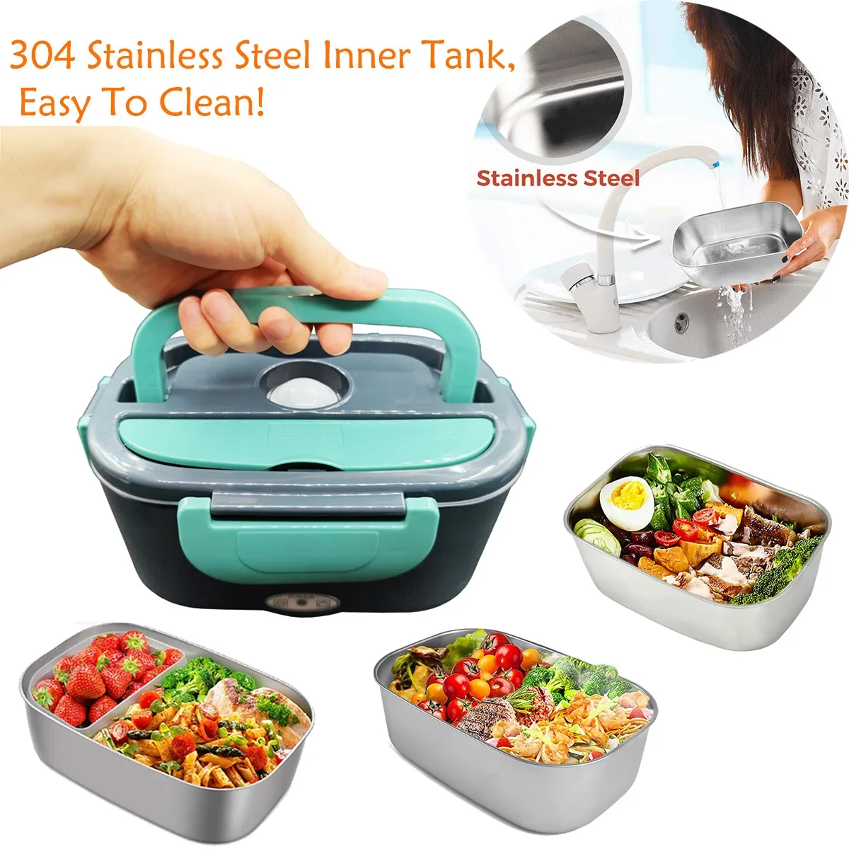 Electric Heating Lunch Box for Car 12V Truck 24V 110V 220V US EU PLUS Lunchbox Heated Lunch Container for Food Warmer