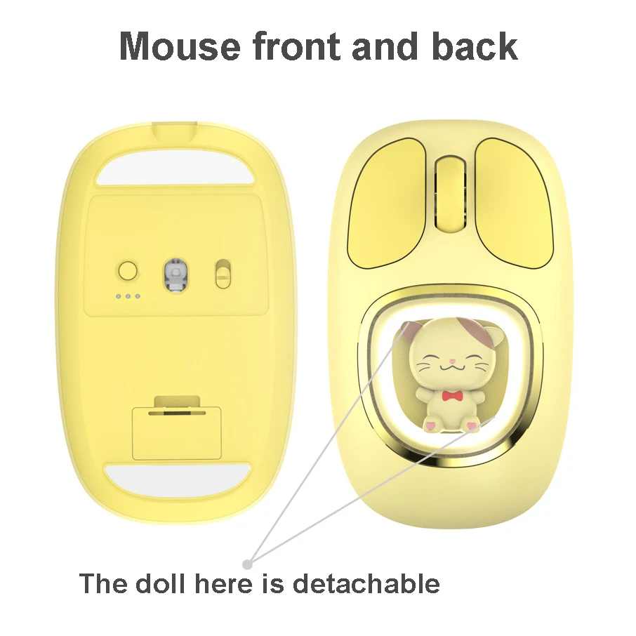 Dual Mode Bluetooth 2.4G Mouse Cute Transparent Cartoon Backlight Rechargeable Mice for Tablets Laptop Smartphones PC Kids Gift