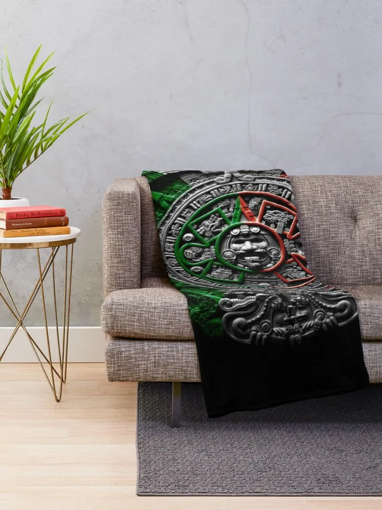 aztec calendar mexico chicano Throw Blanket Bed Plaid Blankets