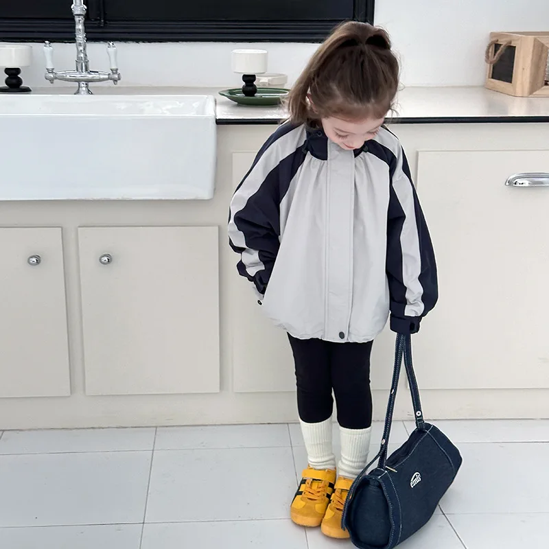 

Children Clothing 2024 Autumn New Fashionable Boys and Girls Loose Warm Stand Collar Color Fashionable Simple Kids Jacket