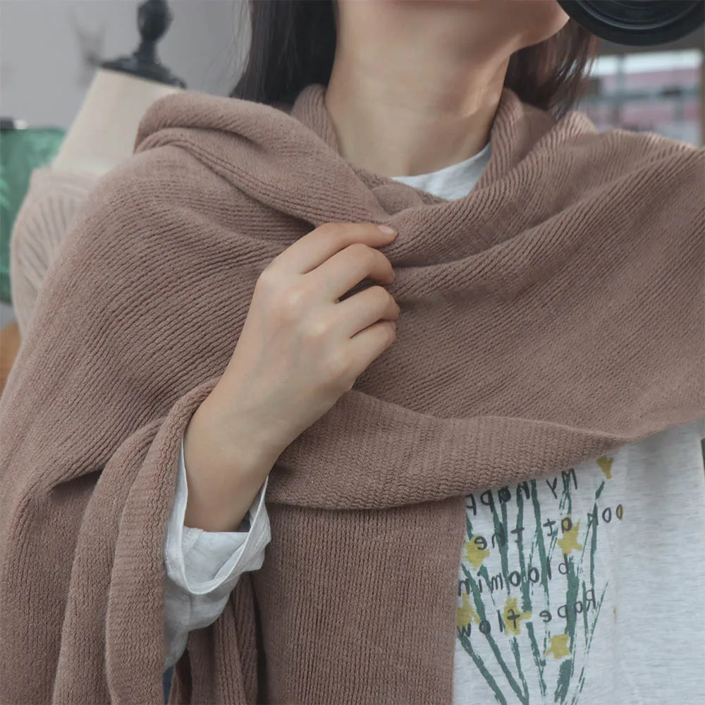 

High Quality Solid Color Men Wool Scarf Simple Long Winter Cashmere Scarf Knitted Soft Coldproof Scarf Males