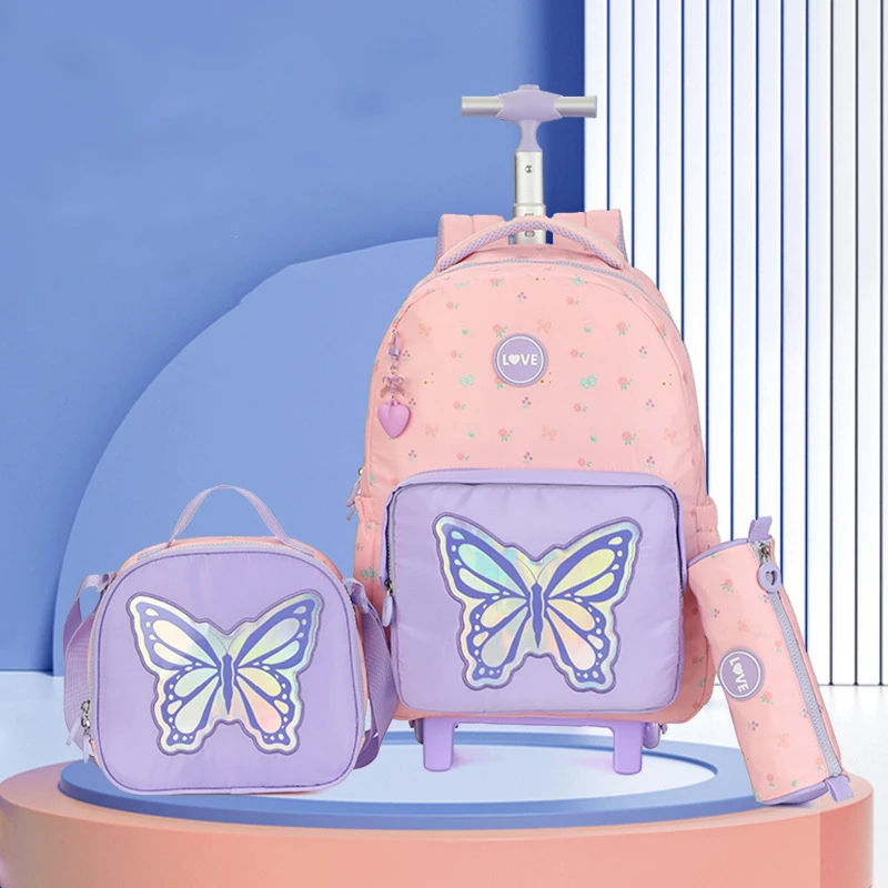 School Backpack set Rolling Backpack for Girls Students Wheeled Backpack Trolley School Bag With Wheels Travel Luggage Book Bag