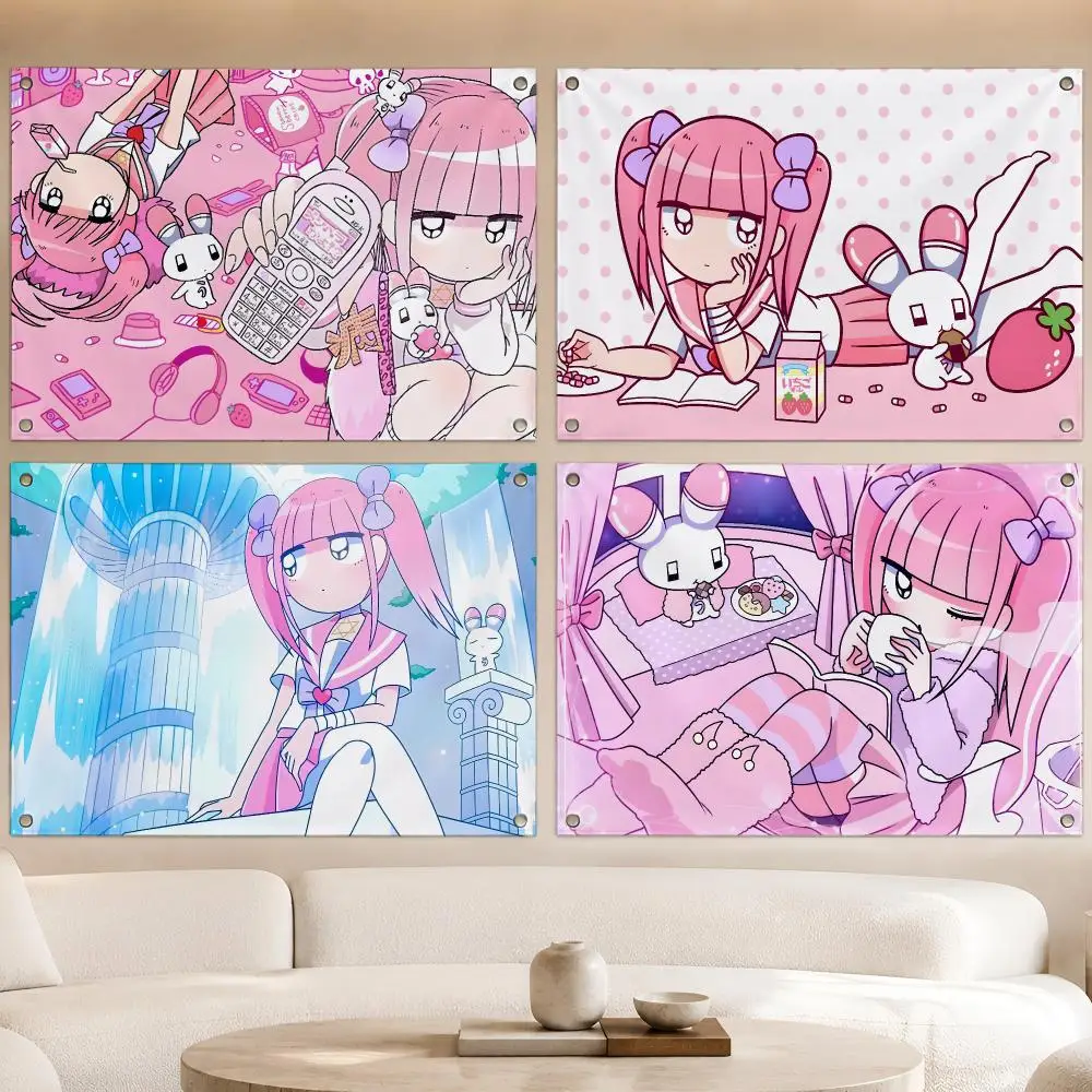 Art M-Menhera-chan Yami Kawaii Girl Flags Fan Banner Tapestry Wall Hanging Garage BarDorm Camp Party Outdoor Home Decor Gift