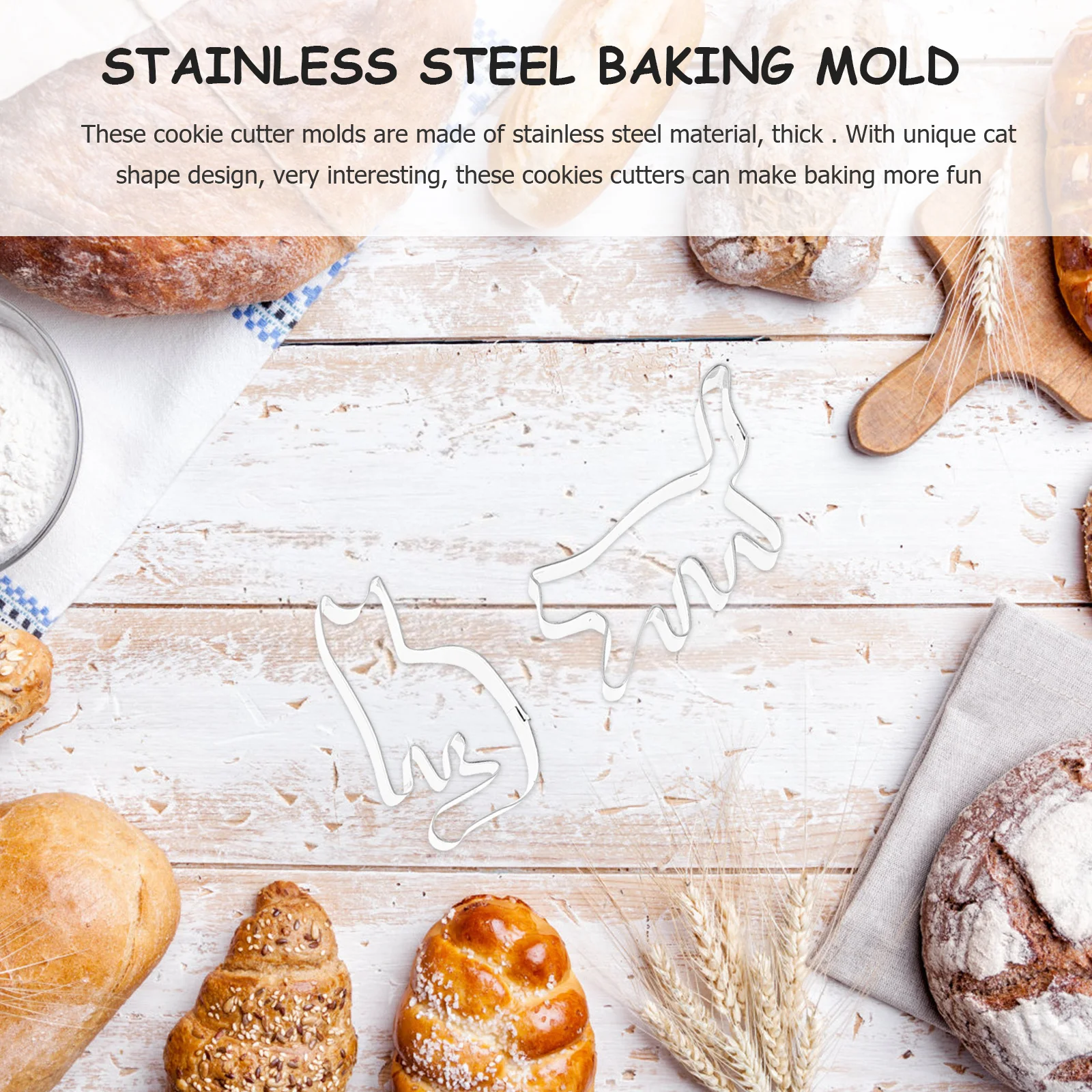 

6Pcs Cat Shape Cookie Cutters Stainless Steel Metal Cookie Mold Baking Tool for Biscuits Pastry DIY Biscuits Cutter Mold