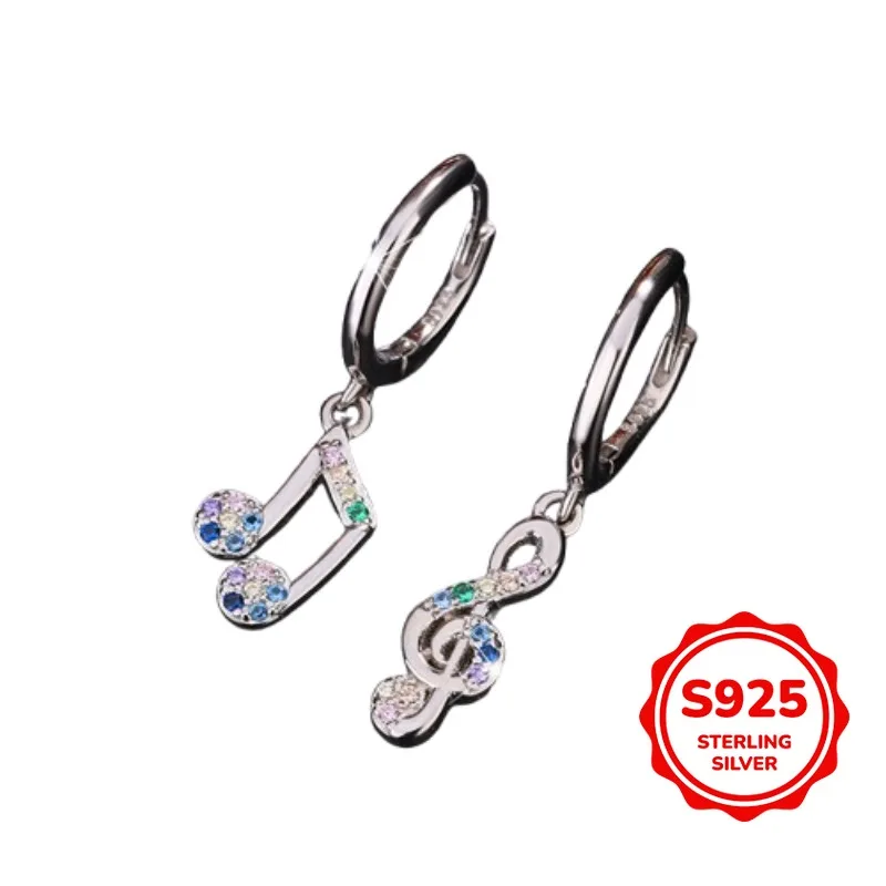 

Classic and Fashionable Authentic S925 Silver Music Symbol Women's Ring-shaped Draped Earrings