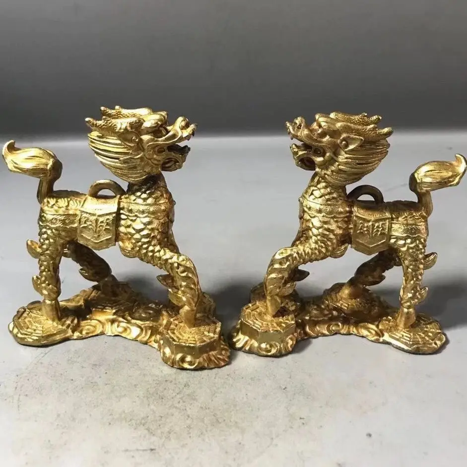 

Brass unicorn ornament, a pair of gossip home furnishing, living room office decoration, lucky handicrafts decoration