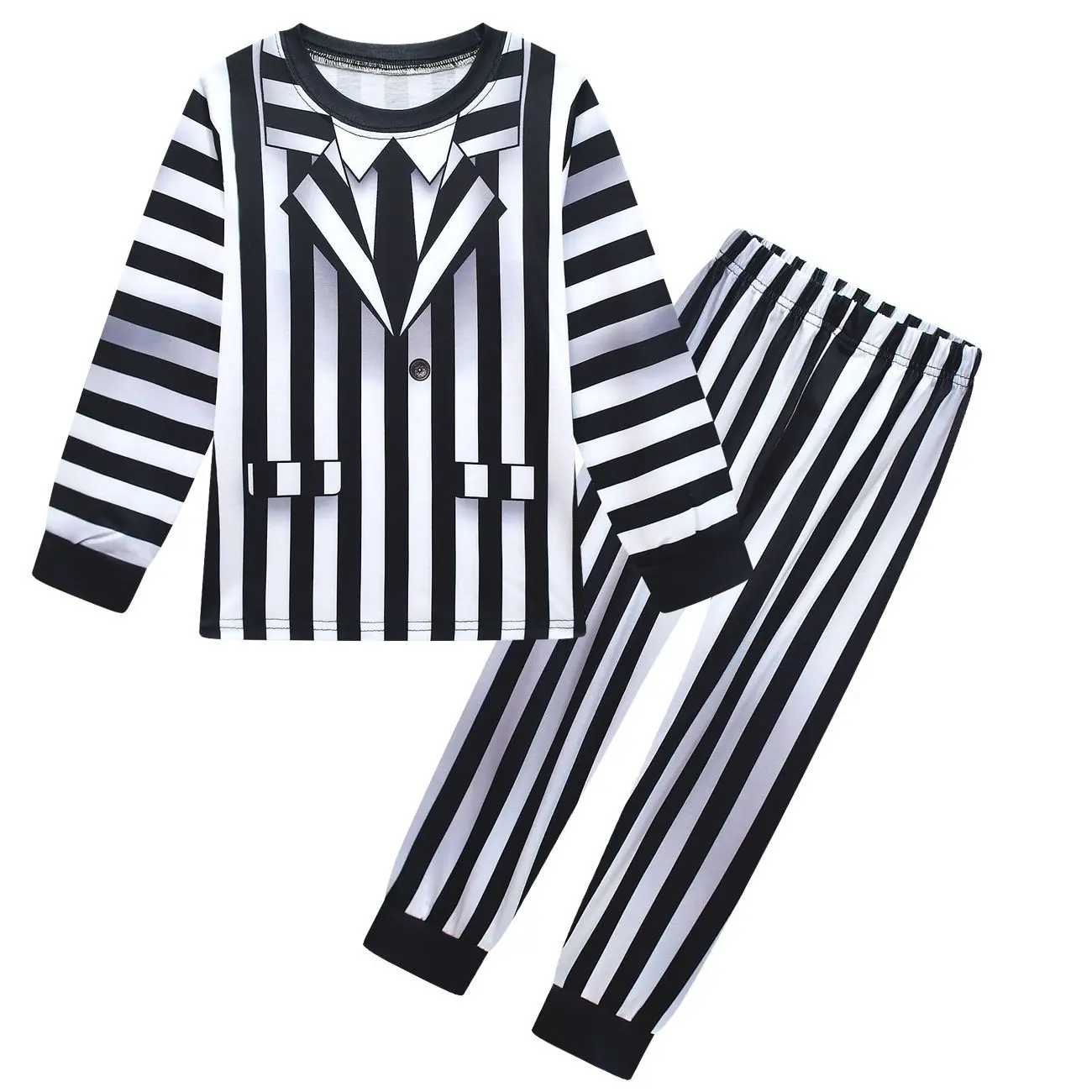 Halloween COS Costumes B-Beetlejuice2 Cosplay Costume Kids Underworld Mage Cosplay Children’s Striped Suits Performance Uniform