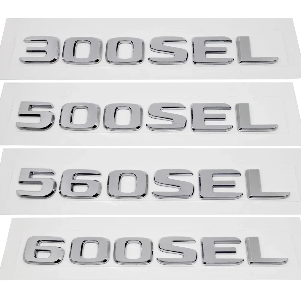 Metal Emblem Car Stickers Number Styling for Mercedes Benz 300SEL 500SEL 560SEL 600SEL W164 W205 CLK SLK AMG Fender Trunk Decal