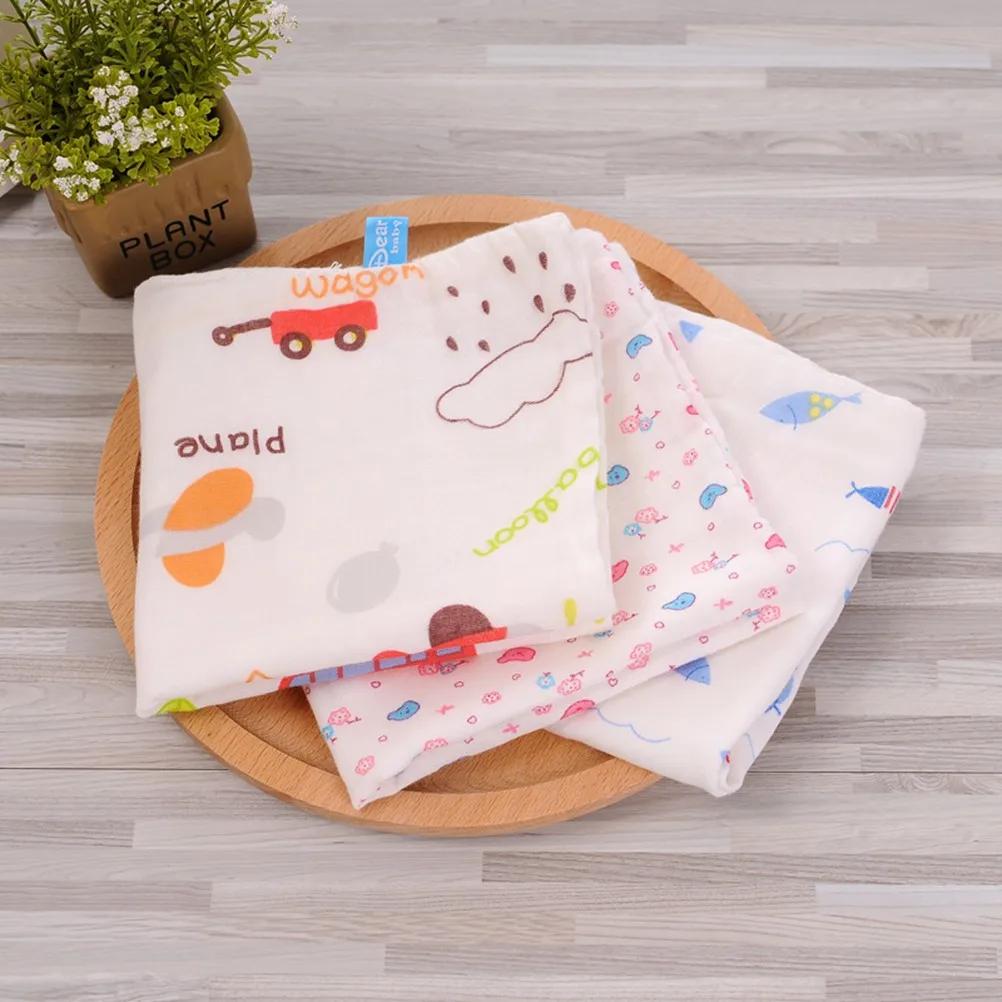 

1pcs 4 Layers Gauze Baby Bibs Cartoon Printed Reusable Washcloths For Sensitive Skin Nursing Feeding Towels Square Towels Small