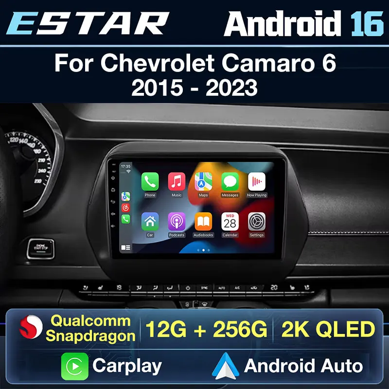 Wireless Carplay Auto Android 16 For Chevrolet Camaro 6 2015-2023 Stereo BT 360 Camera 2K QLED GPS Head Unit Octa Core 5G WIFI
