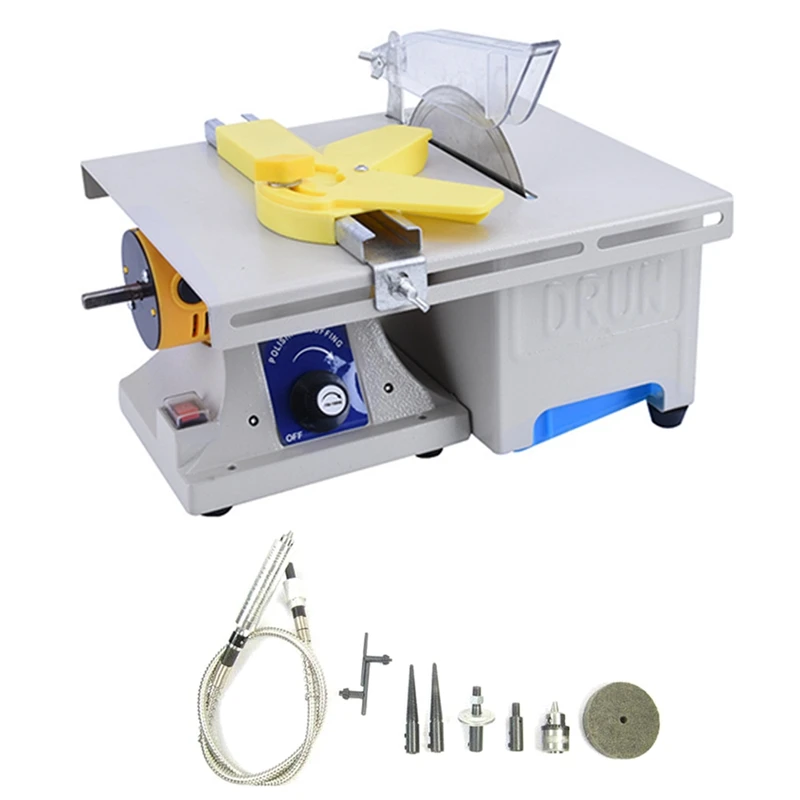 1Set 750W Rock Polishing Buffer Machine Table Saw Lathe Grinder Tool DIY Polishing Machine Multifunctional US Plug