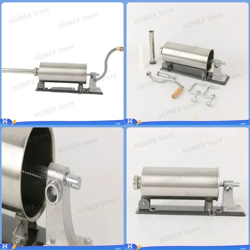 Manual Sausage Stuffer Stainless Steel Hand Crank Meat Filler Machine Small Capacity Kitchen Tool for Homemade Sausage Making