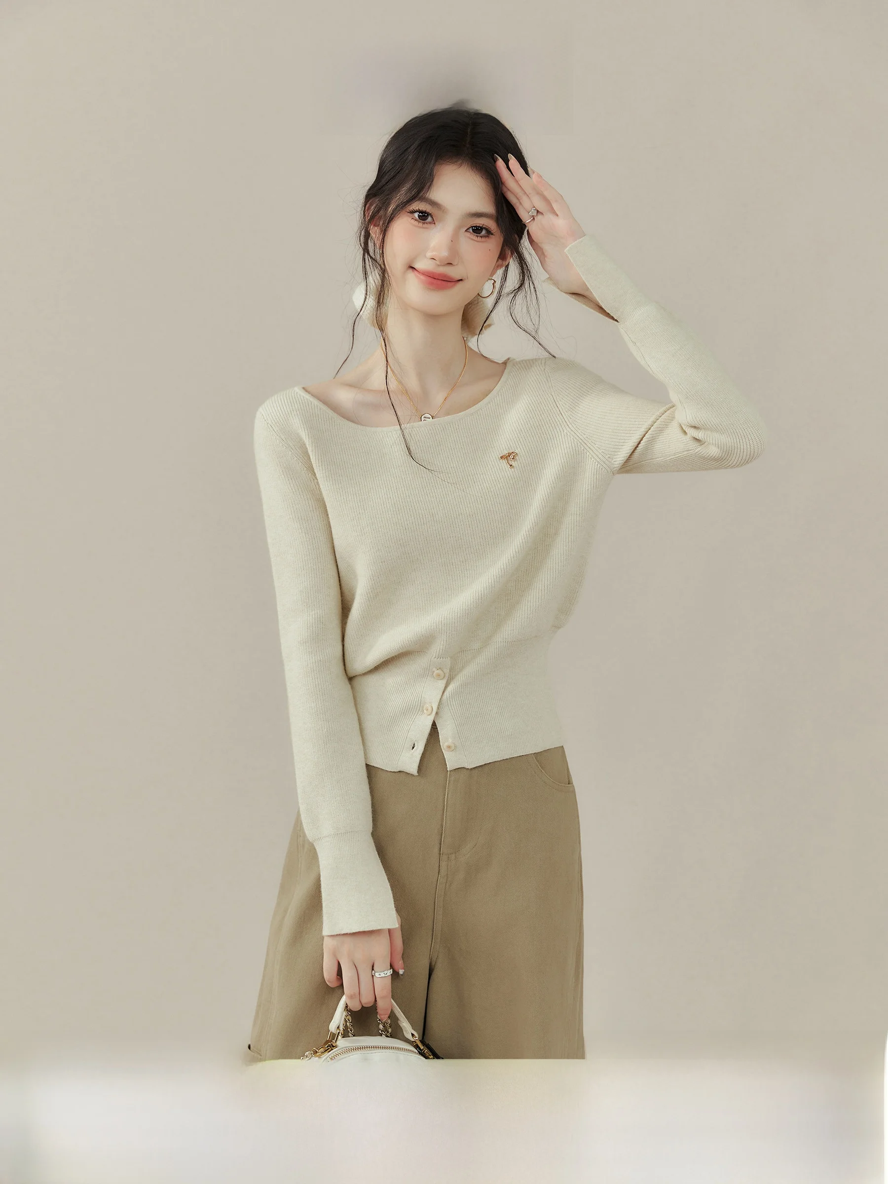 

Slimming Knitted Sweater for plus Size Women Casual Sle round Ne Long Sve Cheese Ice Pear Design Beautiful Top for Ladies