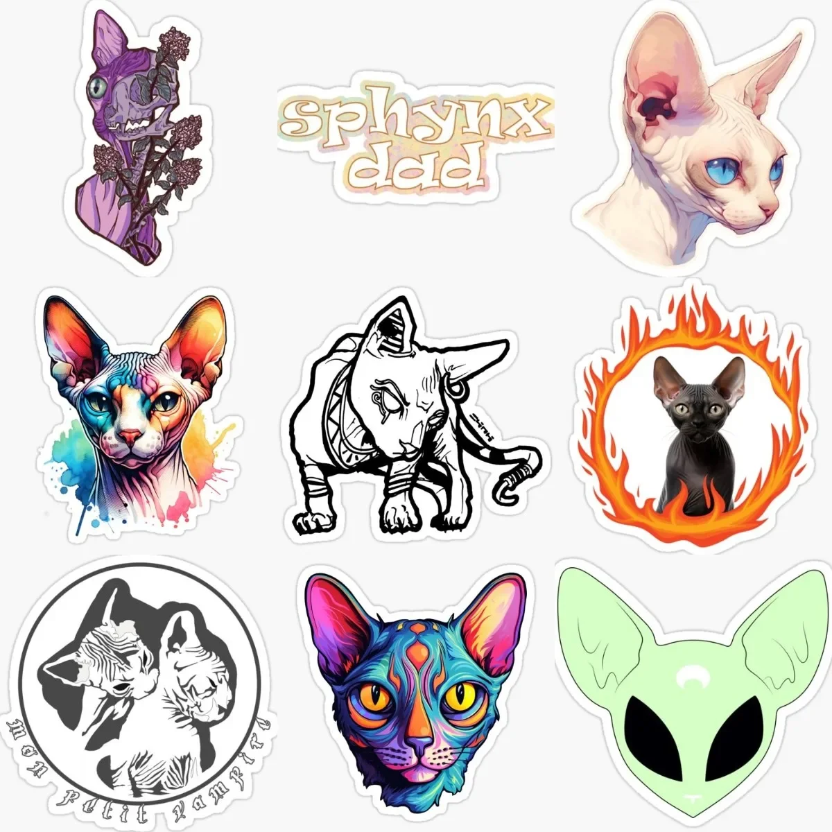 

Canadian Hairless Cat Sphynx Cat Pets PVC Personalized Stickers for Decorate Fridge Wall Window Car Van Helmet Bicycle Decal