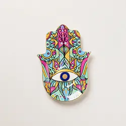 Ceramic Blue Evil Eye Hamsa Hand Jewelry Storage Tray Fatima Palm Lucky Decoration Desk Ornament Gothic Home Decorations Trinket