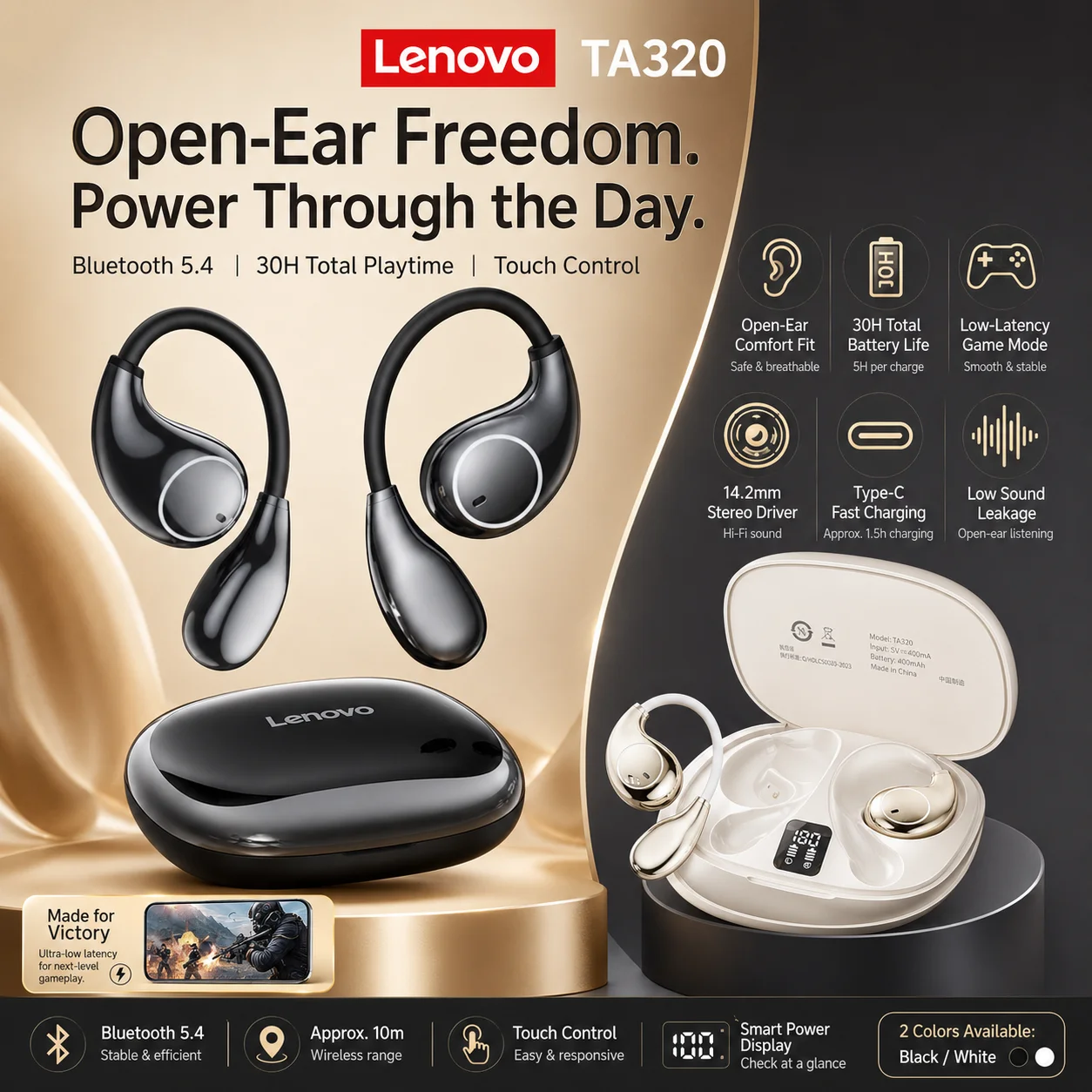 Noise Reduction Earplugs For Bone Conduction - New TA320 Open Bluetooth Earphone Air-bone